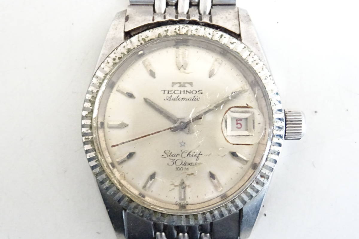 [K広島01001OH] TECHNOS テクノス STAR CHIEF スターチーフ 30JEWELS 腕時計 メンズ 自動巻 稼働 