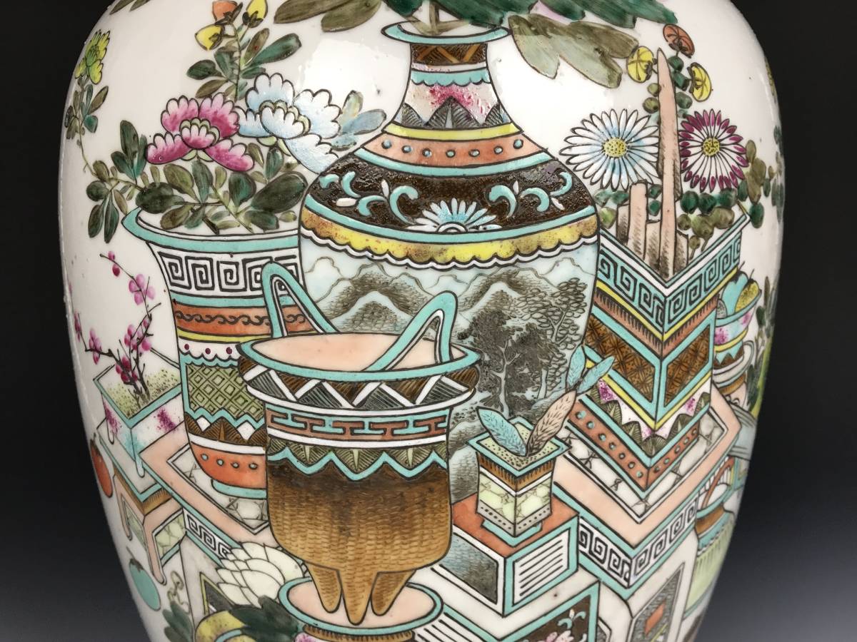 中国古美術コレクション』清時代 色絵雑宝花卉文大壺 唐物 本物保証