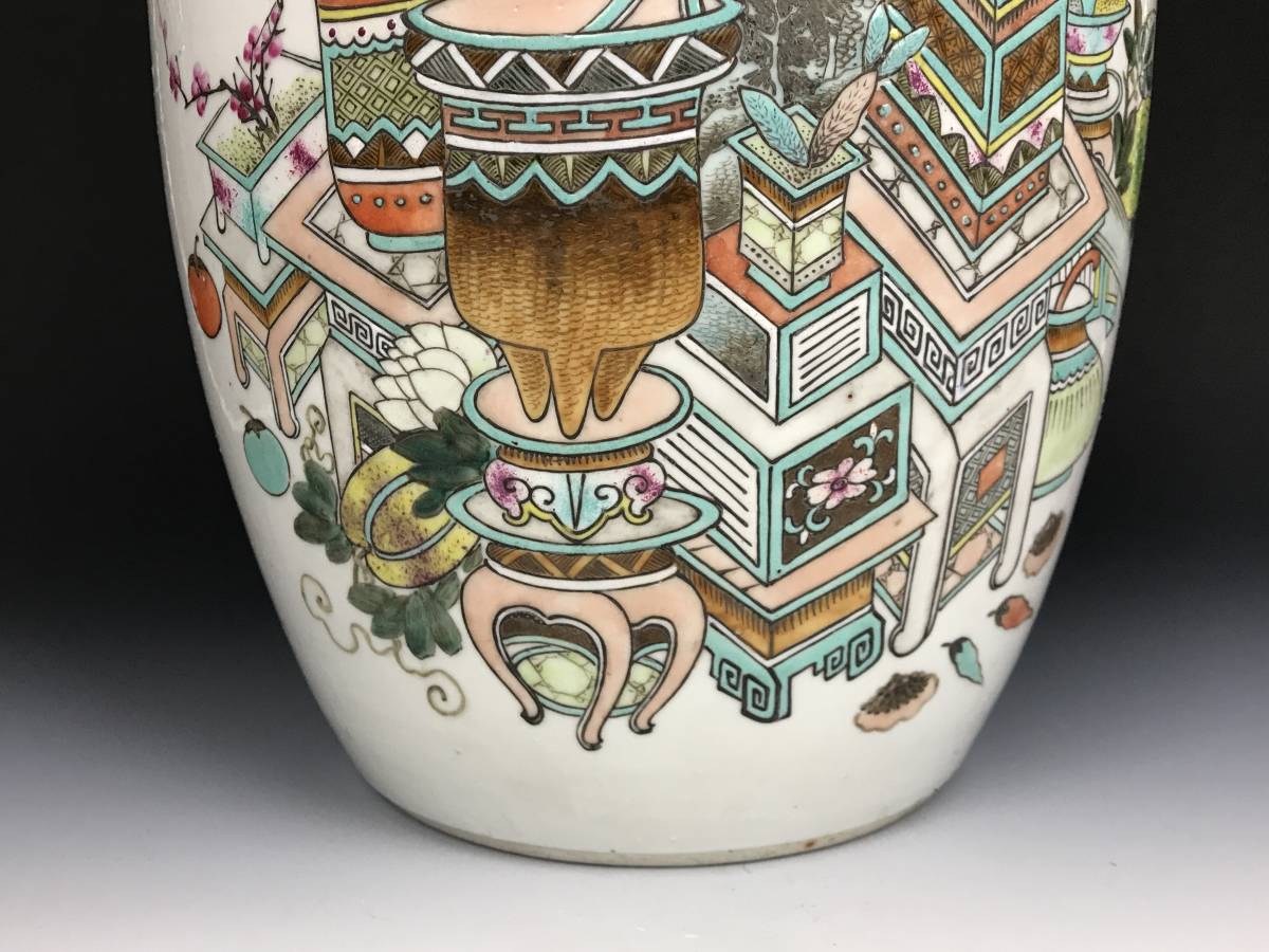 中国古美術コレクション』清時代 色絵雑宝花卉文大壺 唐物 本物保証