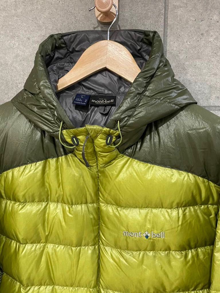 冬本番！ 軽量！ モンベル mont-bell 1101384 ダウン ガイドパーカ ダウンジャケット メンズ グリーン系 Mサイズ アウトドア 新規×