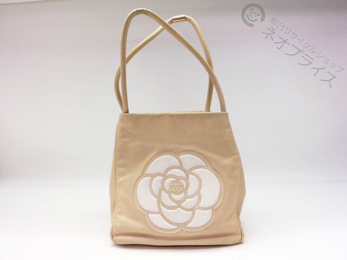 ◇S4806 CHANEL シャネル ロゴ カメリア レザー トート バッグ - 店舗用品
