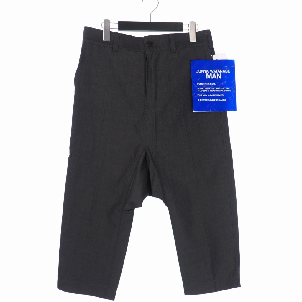 未使用品 ジュンヤワタナベマン JUNYA WATANABE MAN 22SS サルエル スラックス クロップド パンツ 2 ブラック 黒 WI-P008-051-1-2 メンズ