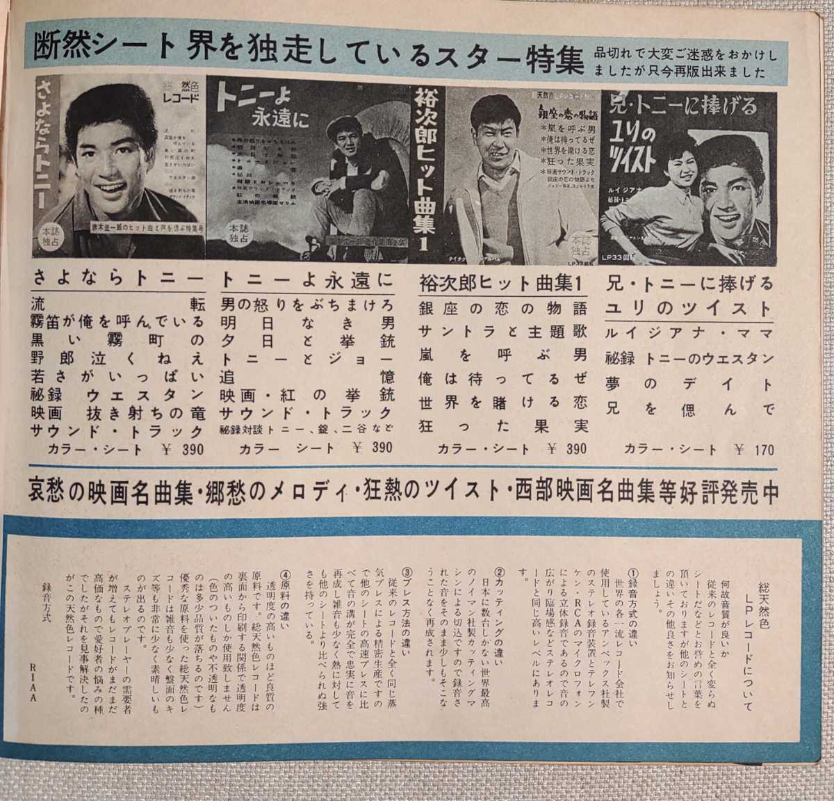 盤 ピクチャーレコード 赤木圭一郎/トニーは生きている/Keiichiro