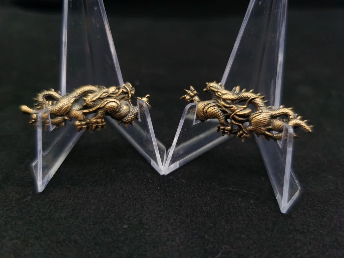 獅子図 金象嵌 目貫 刀装具 武具 時代物/金象嵌】時代 目貫 3点 倶利