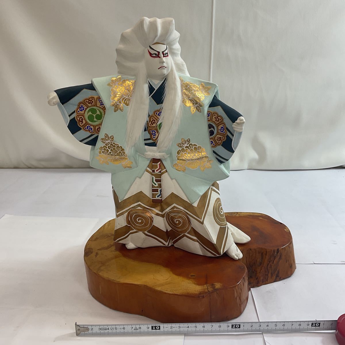 博多人形 鏡獅子 親老仁作 伝統工芸 博多人形 木製台付 箱なし (日本 