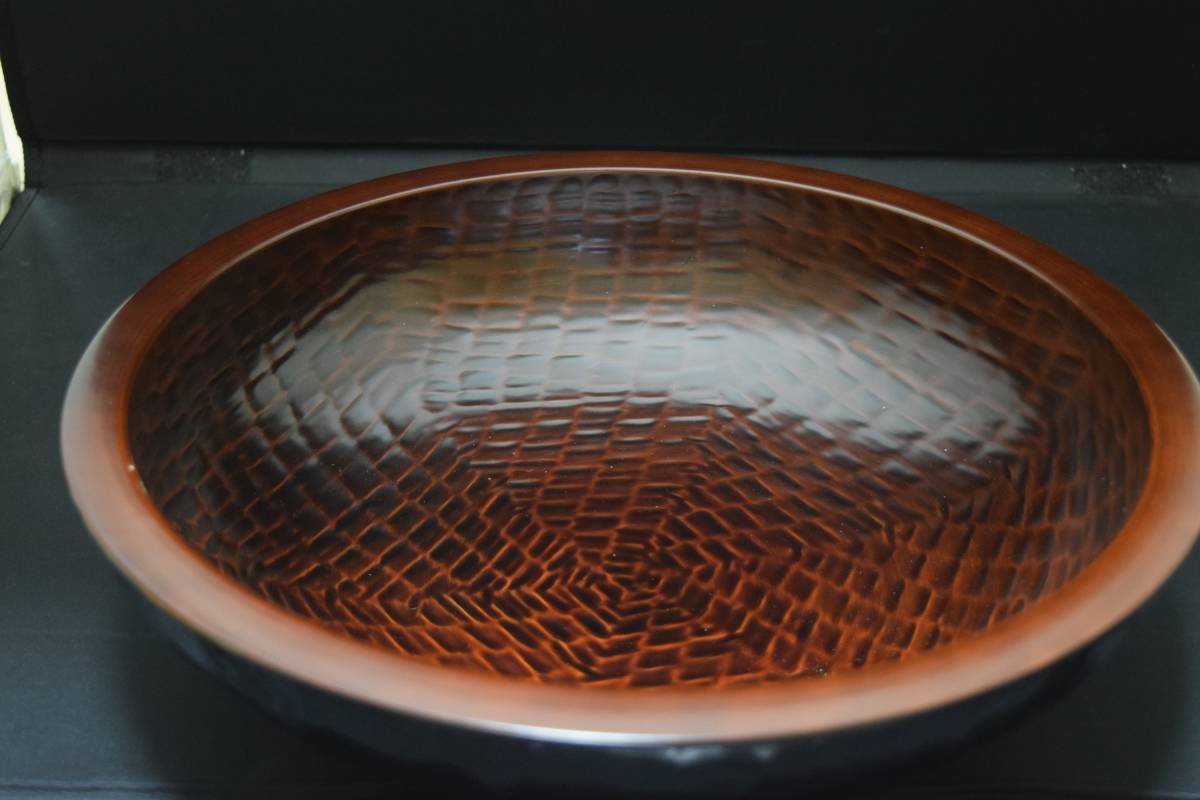 こね鉢尺2 栃こね鉢 くり抜き ナタ目彫り 溜塗り 会津塗 高級