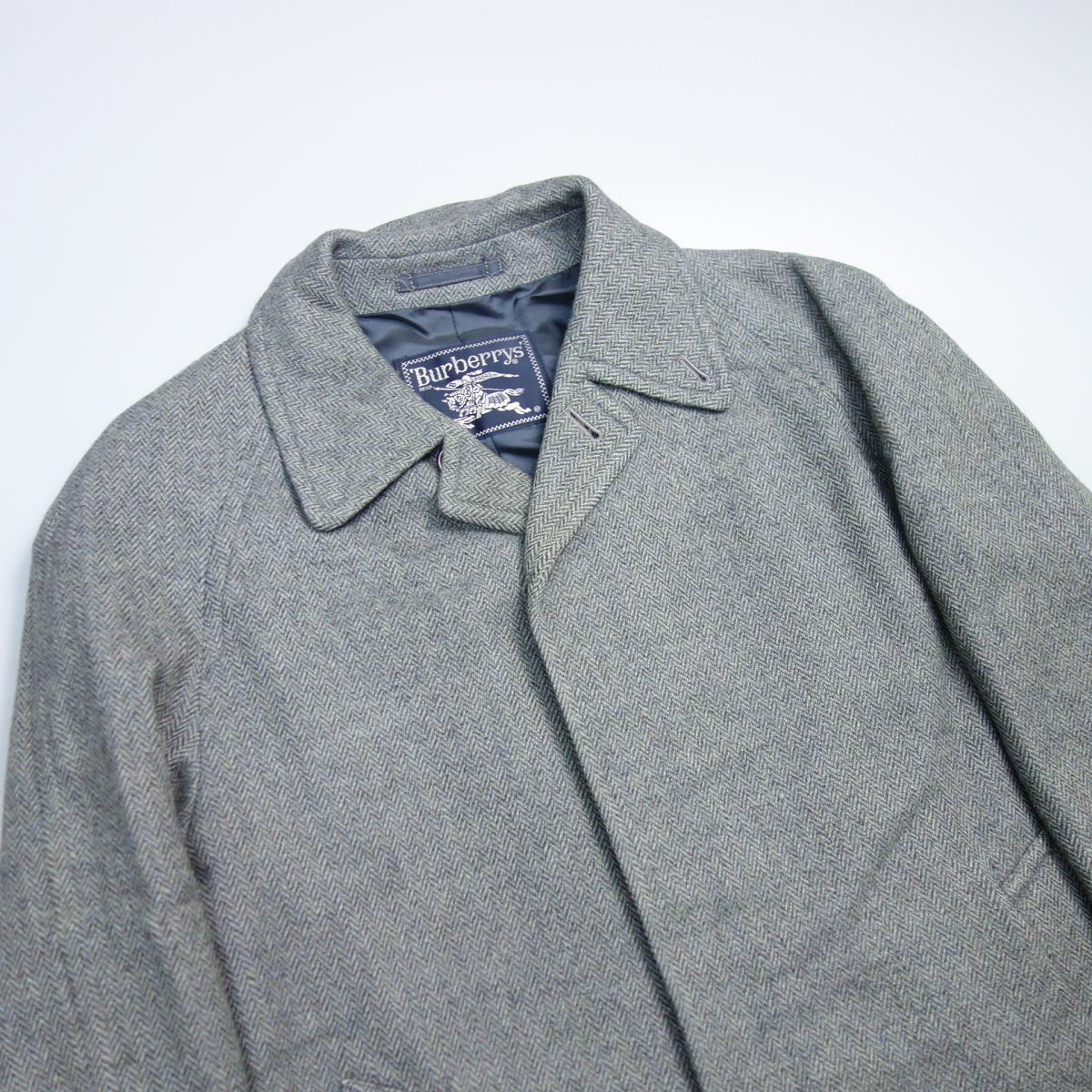 BURBERRYS バーバリーズ カシミヤ混ウール ヘリンボーン ステンカラー