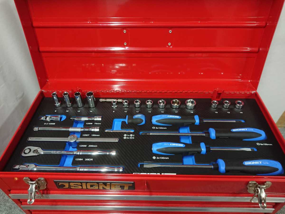 4847 展示品 未使用☆シグネット SIGNET メカニックツールセット 9.5SQ 61PC レッド 800S-6121RED 自動車 バイク 整備 メンテナンス DIY