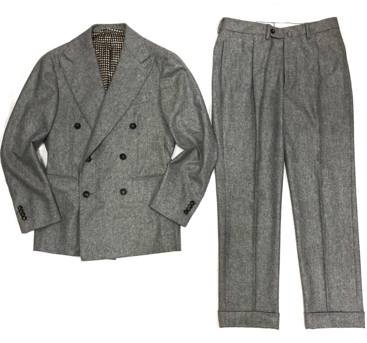 ▼良品 Stile Latino スティレラティーノ ウール 6B ダブルブレスト スーツ セットアップ 本切羽 裏地シルク サイドベンツ サイズ44 RC3386