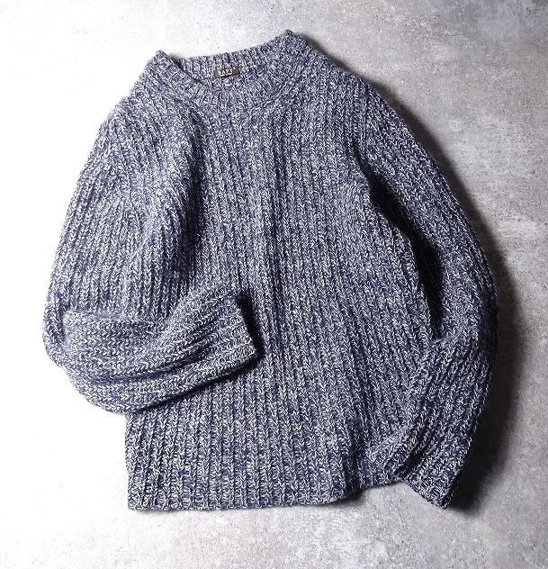 BAFY バフィ×ビームス ウール アンゴラ クルーネック ニット セーター イタリア製 メンズ ふわふわ (44) ネイビーミックス　 ●S-998