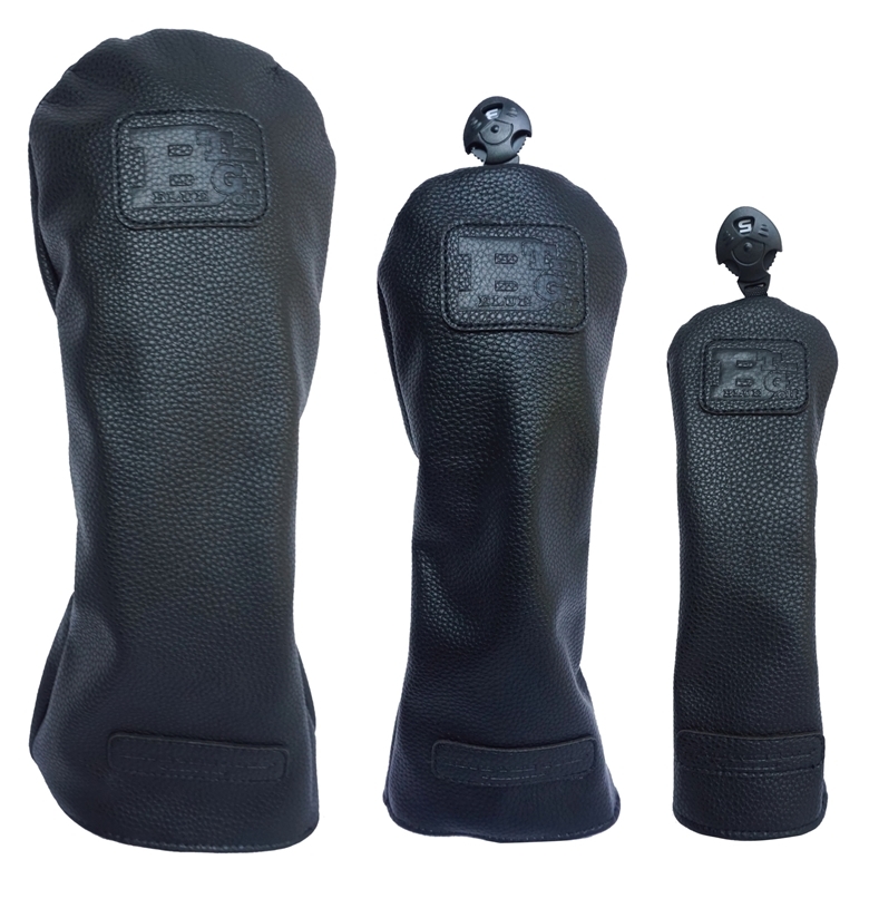 ◆ブルーティーゴルフ【3PA:BTGクラシックバージョン】3本セット(A)販売用ヘッドカバー【カラー：ブラック】BLUE TEE GOLF HCC-001