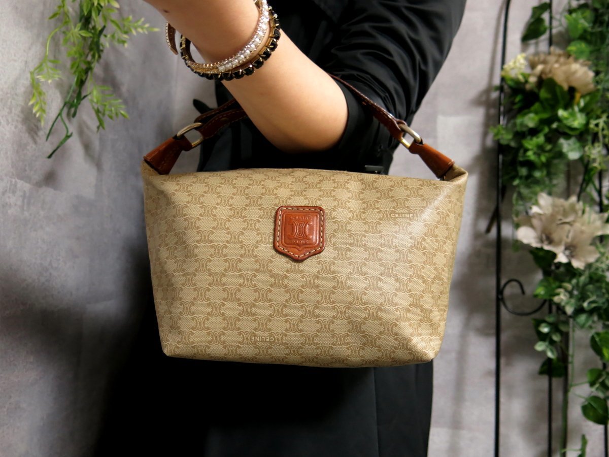 超美品○CELINE セリーヌ○ビタースウィート○マカダム柄○キャンバス 
