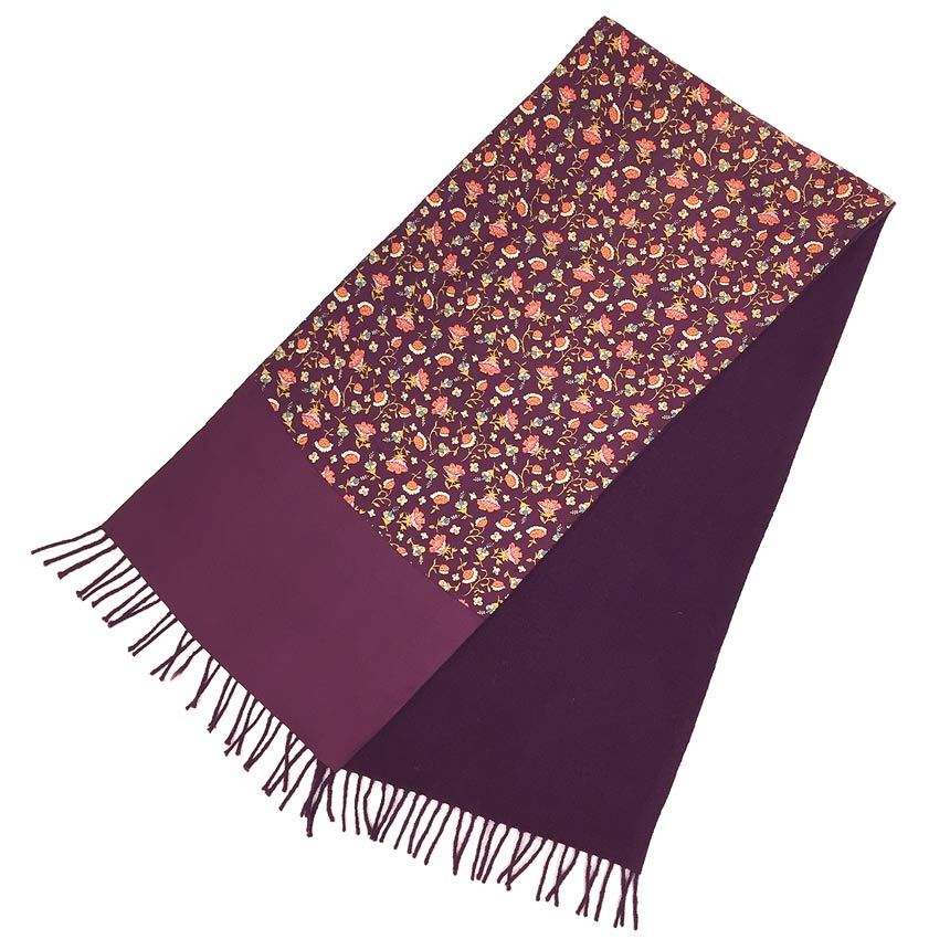 HERMES エルメス マフラー ストール リバーシブル フラワー シルク カシミヤ ウール aq7311