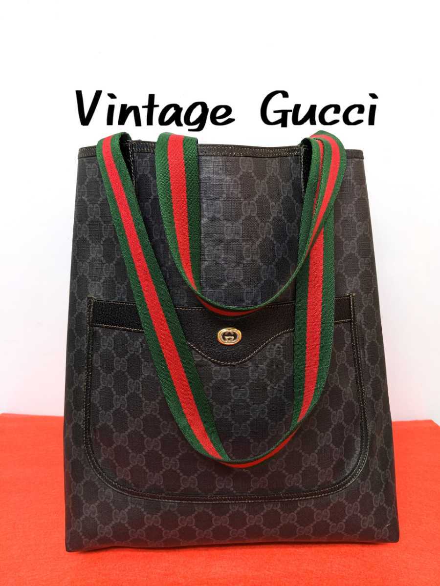 美品 極上！Gucci シェリーライン トートバッグ オールドグッチ 