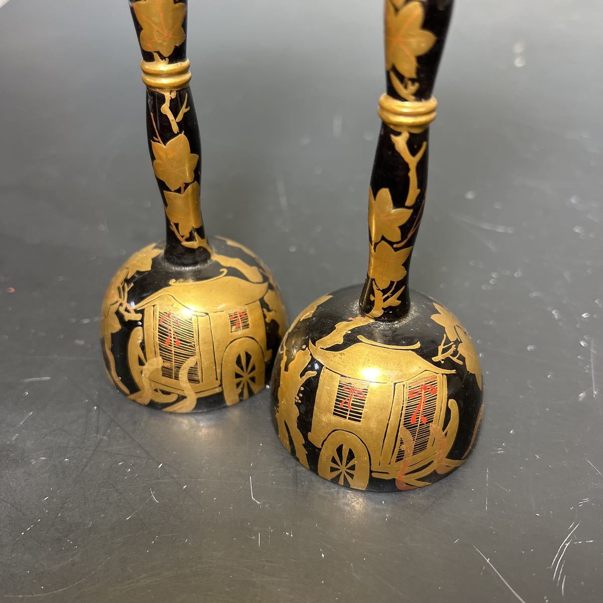 785同梱NG 時代 雛道具 豪華 蒔絵 雪洞燭台 一対 木製 漆器 天然木 黒 