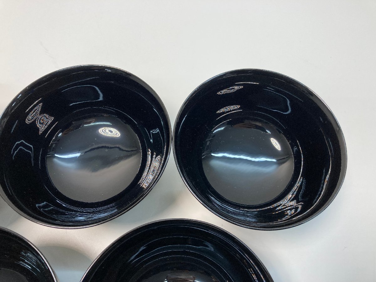 輪島塗 黒塗 あやめ蒔絵 吸物椀 5客 共箱 天然木製漆器 輪島塗 黒塗