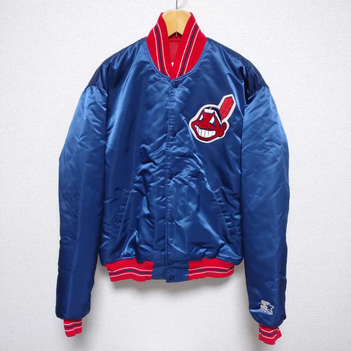 廃盤モデル USA製 STARTER インディアンス サテンスタジャン Lサイズ クリーブランドインディアンス スタジアムジャンパー スタジャン