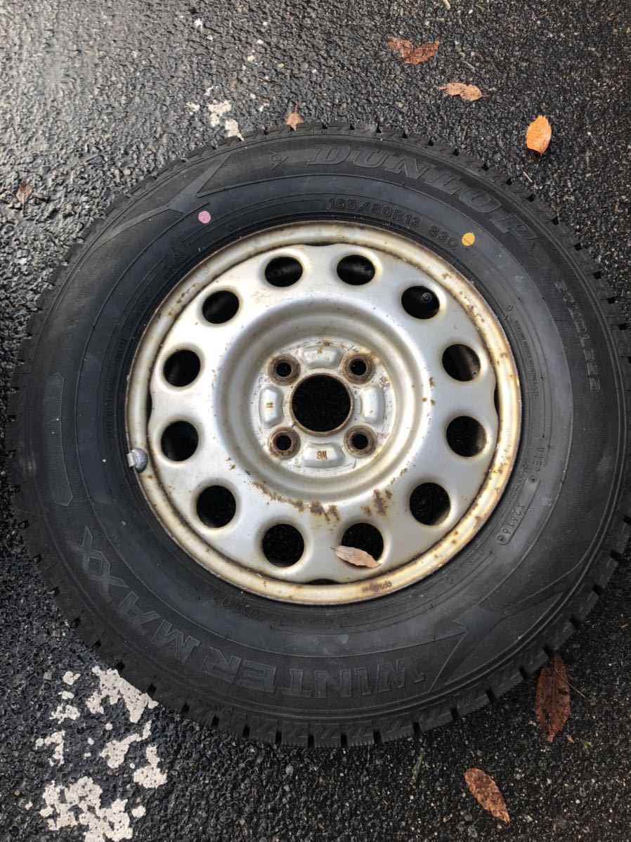 165/80R13 ウインターマックス 4本鉄ホイールセット スタッドレス ほぼ 