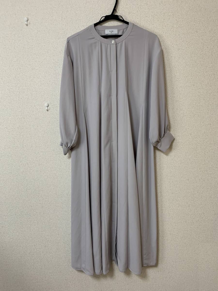 【新品同様 未使用に近い極美品 家庭で洗える】スローブイエナ SLOBE IENA ワンピース ロング マキシ丈 38 グレー 洗濯可能【匿名配送】