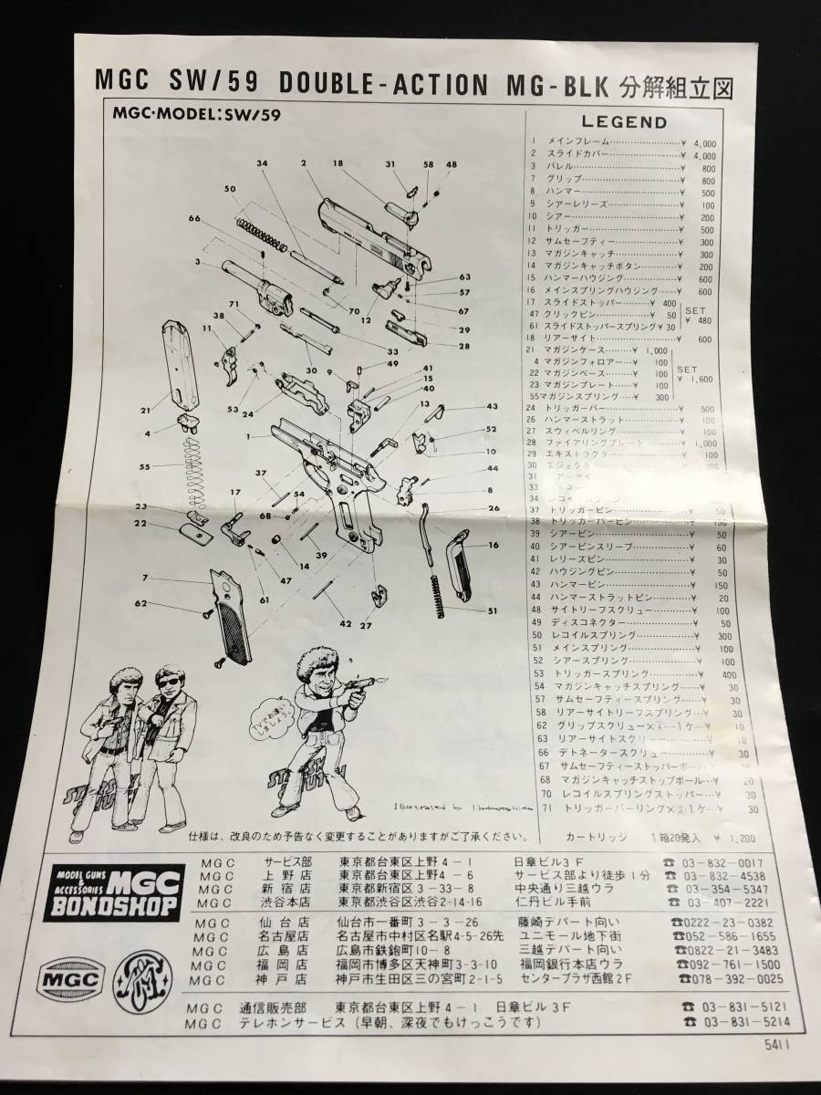 ジャンク品 プラスチック MGC モデルガン S&W M59 ブラックモデル 分解