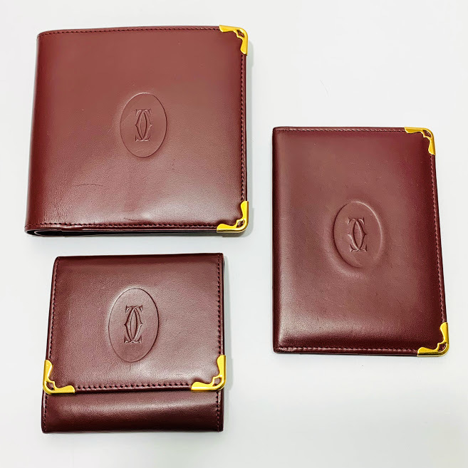 レディース Cartier カルティエ 二つ折り財布 ボルドー マストライン