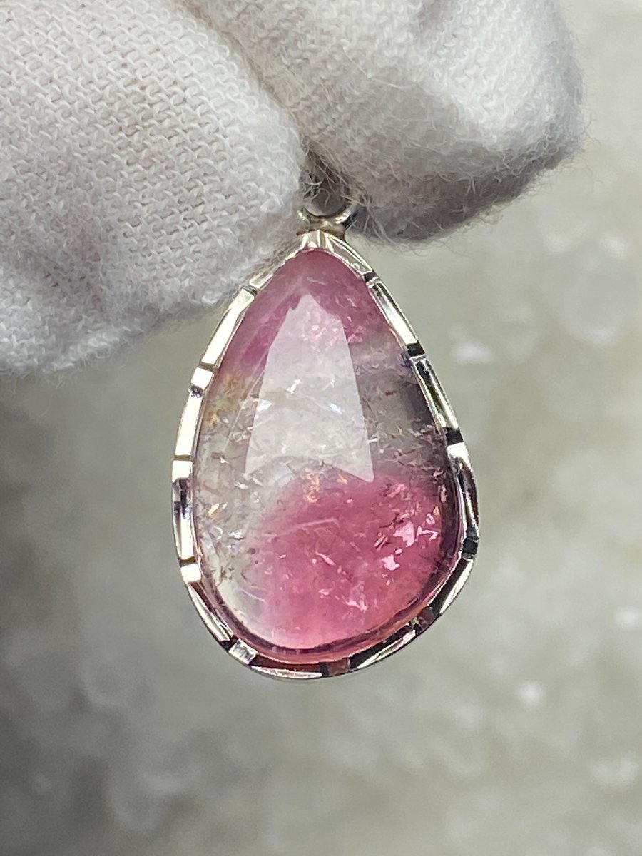 即決 0823a284 天然石★【30Aアイスウォーターメロントルマリン】★&925銀 ペンダント 17.5x11.5mm（新品）
