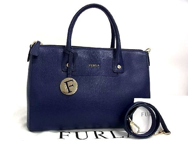1円 □美品□ FURLA フルラ リンダM レザー 2WAY トートバッグ