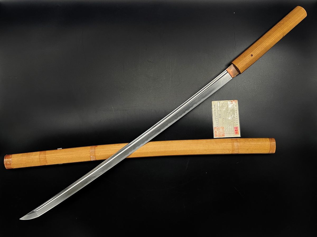 ☆日本刀 無銘 両面樋入り 白鞘 刃長69.8cm(全長92.5cm) 反り