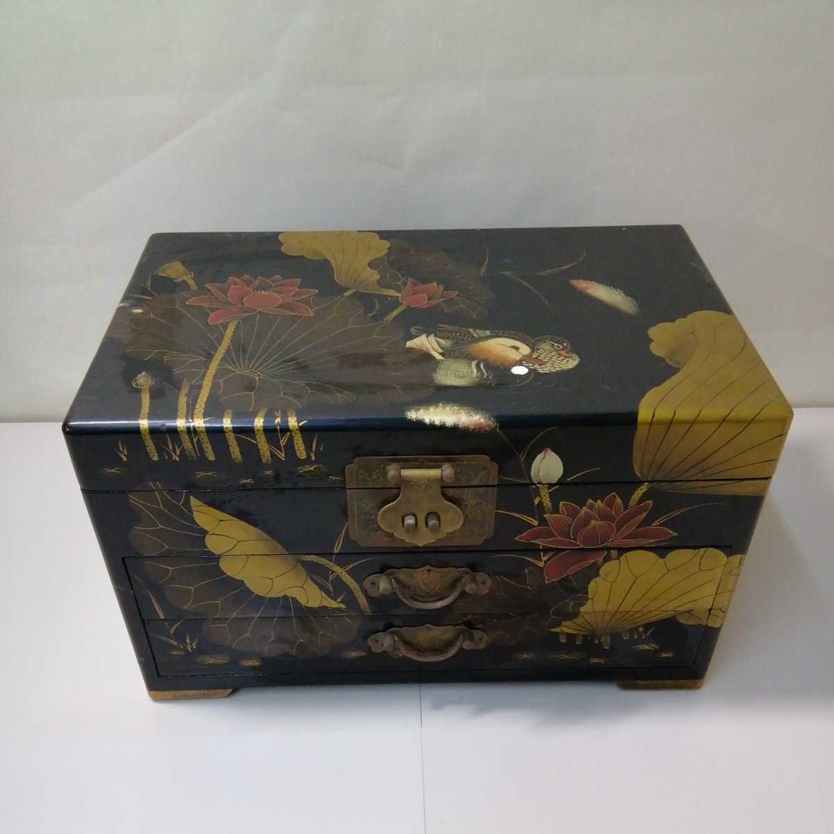 木製 民芸家具 ジュエリーボックス 小箪笥 アクセサリー収納 和箪笥 朱