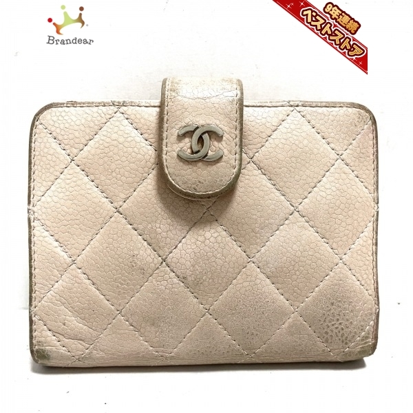 CHANEL シャネル キャビアスキン 二つ折り財布 マトラッセ ブラック 2 