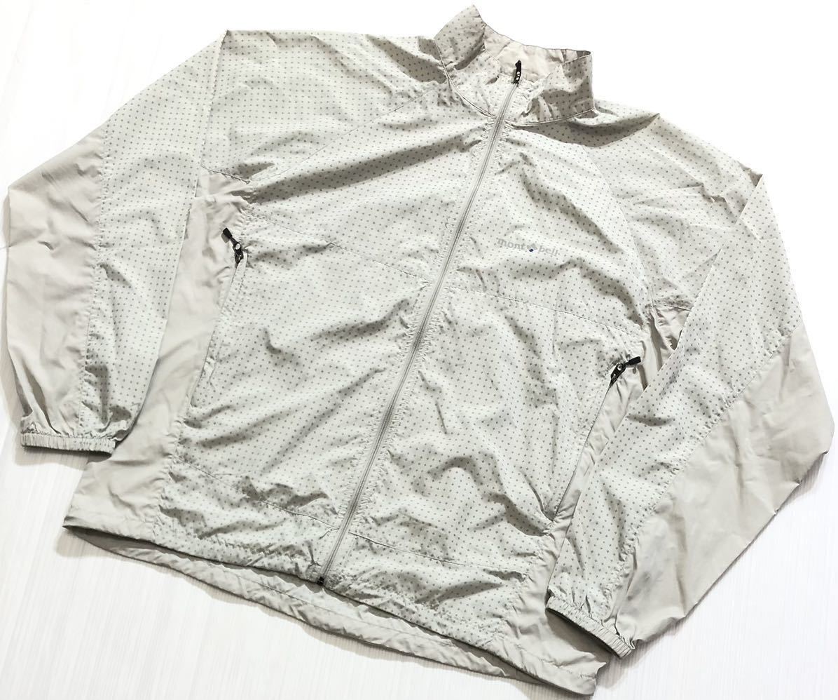 ■ mont bell モンベル ■ ロゴ プリント 総柄 リフレック ウインド ナイロン ジャケット グレー系 XL