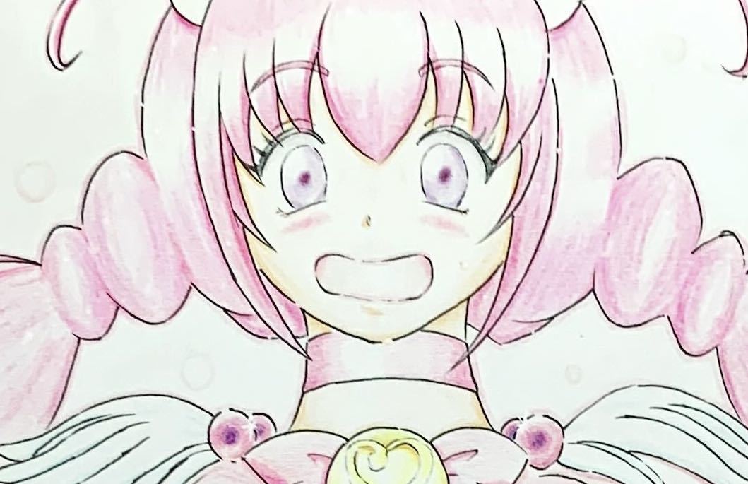 同人手書きイラスト　スマイルプリキュア　キュアハッピー　ウルトラハッピーシャワー！