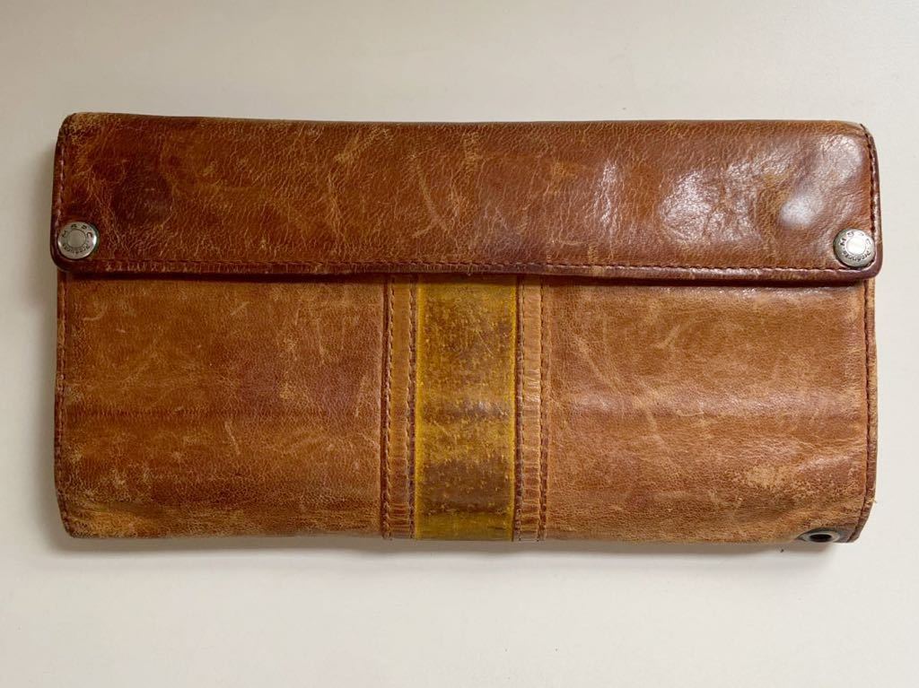 B3A152◆ マスターピース MSPC MASTER PIECE 本革レザー ブラウン色系 ボタン開閉 ファスナー開閉小銭入れあり 長財布