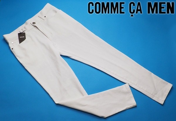 新品展示品 定価2.0万円 COMME CA MEN コムサメン ホワイトデニム ５ポケットテーパードパンツM白(01) 29PY23