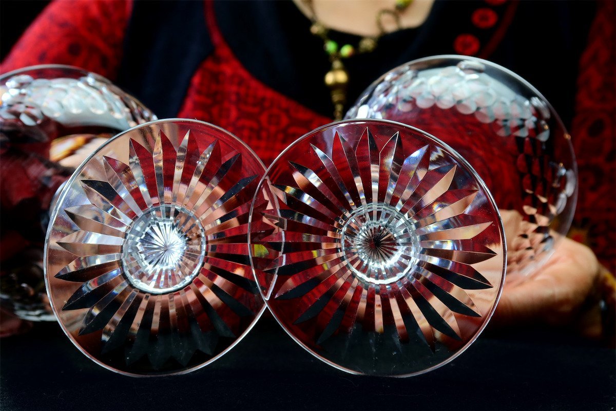 輝くオールドバカラ ディアマンビゾーの蓋付きコンポート【19世紀後半