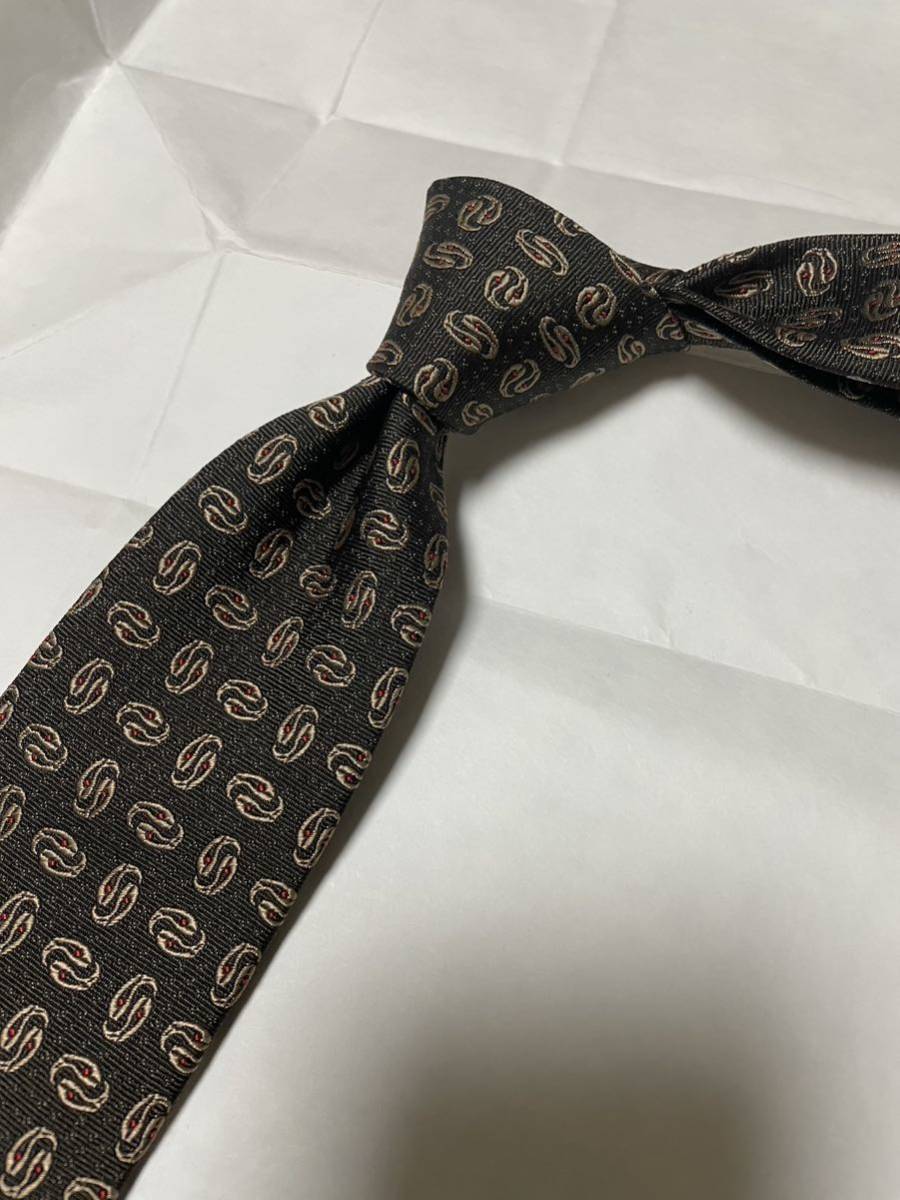 超激レアRRL 小紋柄 ダークブラウンネクタイ イタリア製 