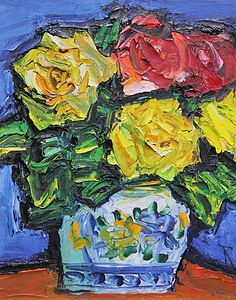 真作 中川力作 『ばら』 額39.5×48.5cm 直筆サイン有 厚み7cm 肉筆