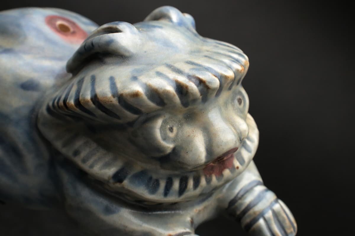 李朝瑠璃釉獅子形水滴 ⁄朝鮮古陶磁 EI047 朝鮮古美術 李