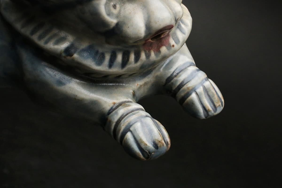 李朝瑠璃釉獅子形水滴 ⁄朝鮮古陶磁 EI047 朝鮮古美術 李