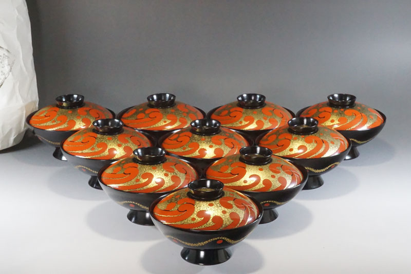 【限定SALE，SALE】 B279 輪島塗 布着堅牢 立浪蒔絵吸物椀十客揃 口径約14cm 汁椀 懐石道具 会席道具 高級漆器 漆芸 茶道具(椀)｜売買されたオークション情報、yahooの商品情報をアーカイブ公開 - オークファン 椀
