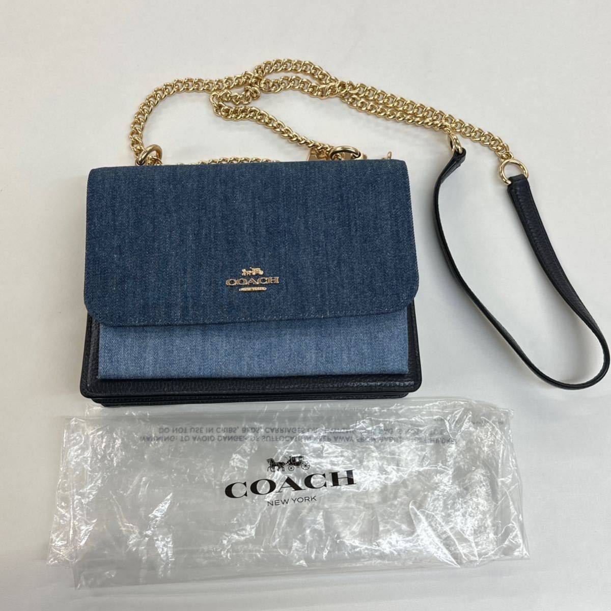 TM0122】未使用 COACH コーチ クレア クロスボディ デニム レザー 