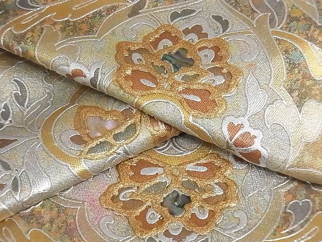 螺鈿箔 正絹 引箔 逸品 螺鈿 着物屋 金銀彩 着物屋こころ□太鼓柄袋帯