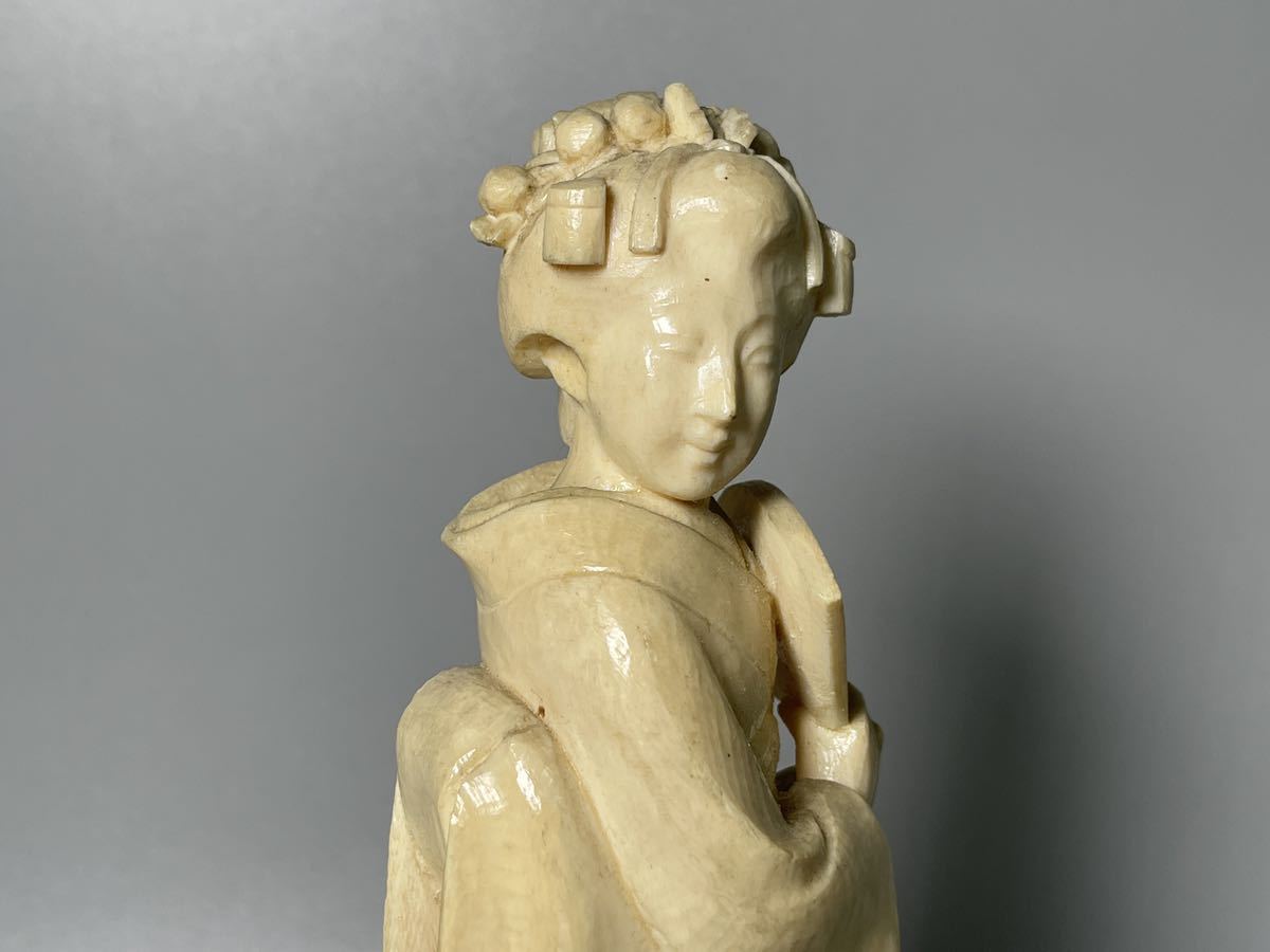 象牙 中国婦人像 象牙風 骨董 | 高さ10.8cm 古 美術時代美品 中国細工 