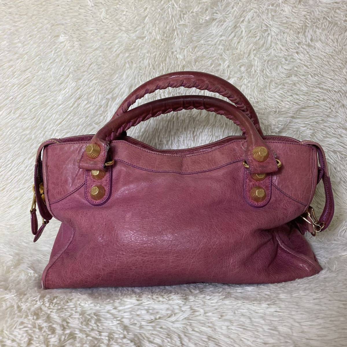 1円スタート　美品 BALENCIAGA バレンシアガ 2way ショルダーバッグ ハンドバッグ ジャイアントシティ ピンク レザー 人気商品