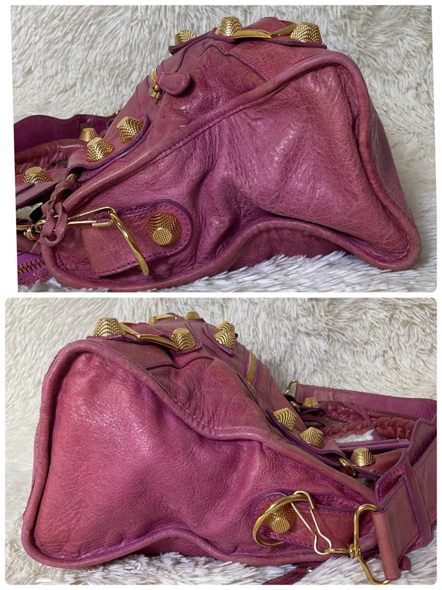 1円スタート　美品 BALENCIAGA バレンシアガ 2way ショルダーバッグ ハンドバッグ ジャイアントシティ ピンク レザー 人気商品