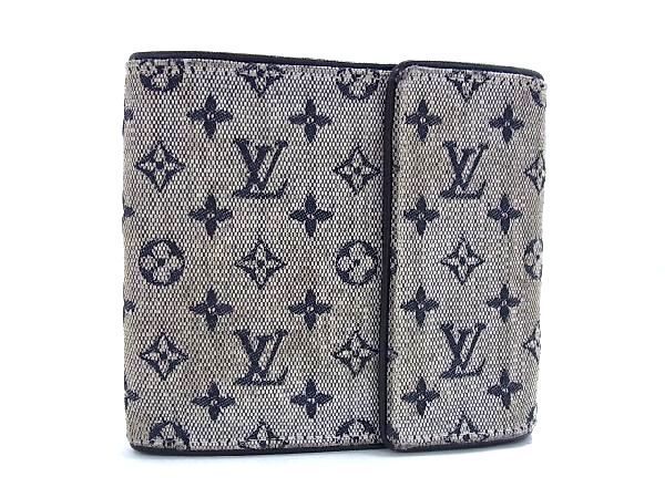 1円 LOUIS VUITTON ルイヴィトン M92239 モノグラムミニ ポルトビエカルトクレディモネ 三つ折り 財布 ウォレット ブルー AG6427セN