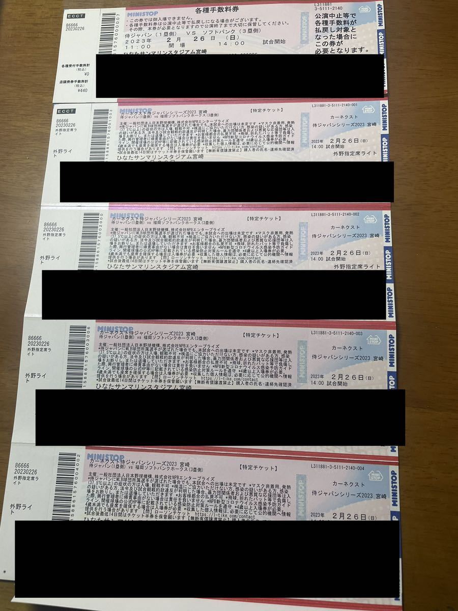 侍ジャパンシリーズ宮崎2/26チケット2枚 侍ジャパンシリーズ宮崎2/26チケット2枚
