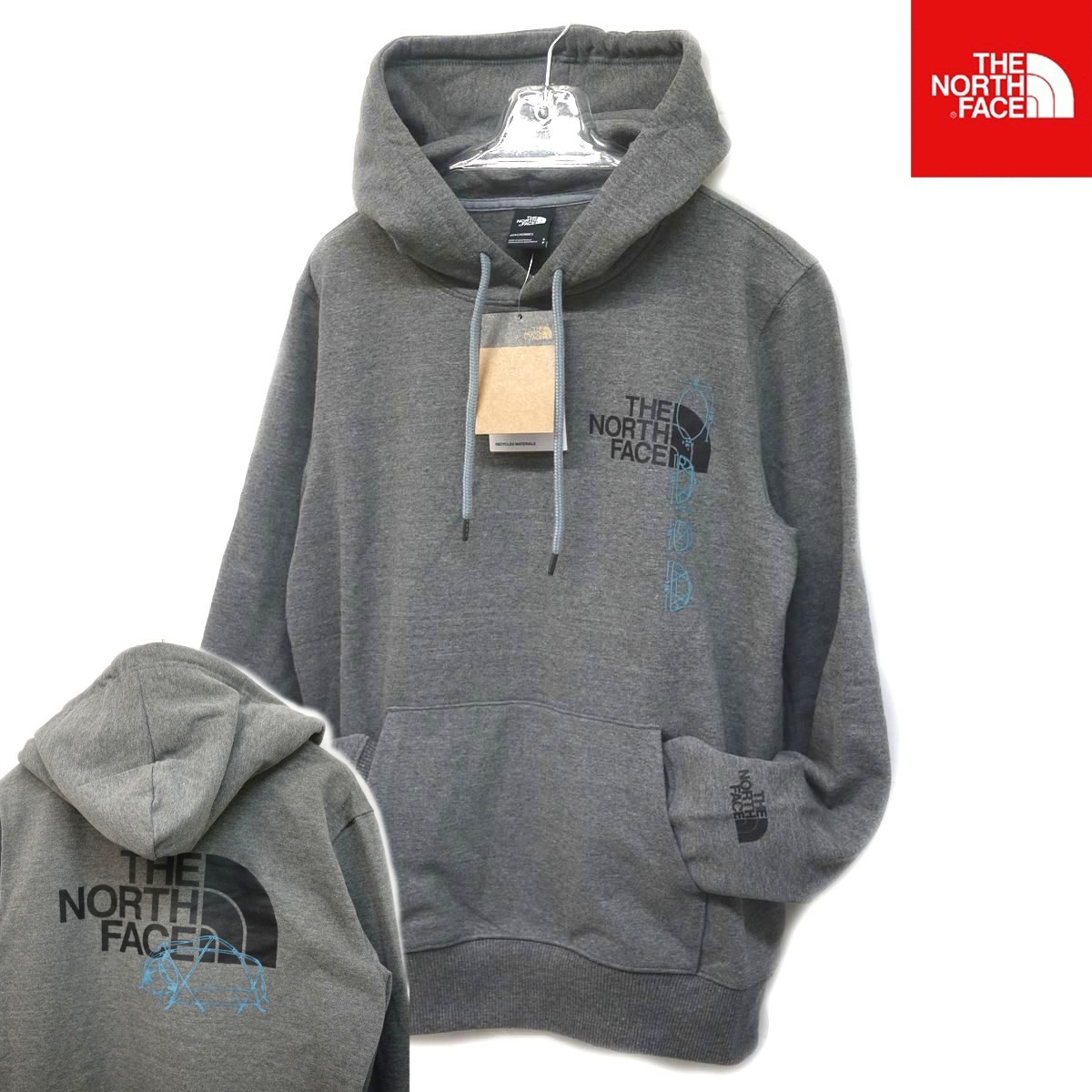 USモデル正規新品 THE NORTH FACE ハーフドーム 両面ロゴ プルオーバー パーカー (XXL) ミディアムグレー ノースフェイス /a52