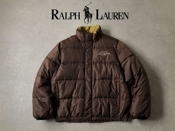 Polo Ralph Lauren ダウンジャケット XS ダークブラウン RALPH LAUREN○ロゴ刺繍 希少ブラウン ダウン ジャケット○ラルフ