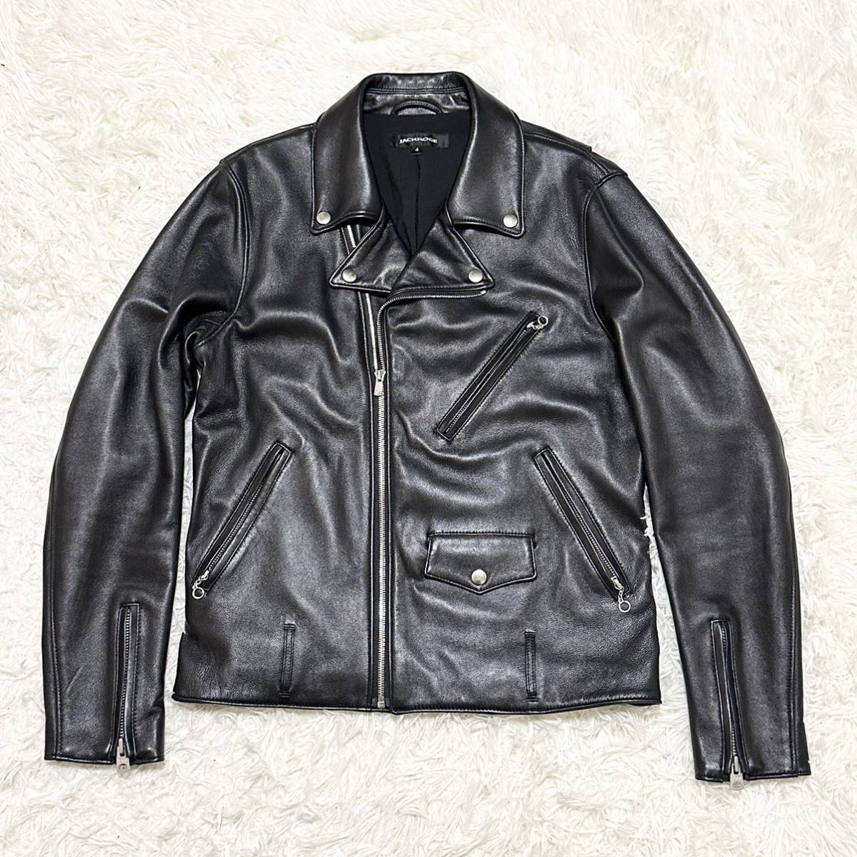 美品】ジャックローズ JACKROSE ダブルライダースジャケット シープ 